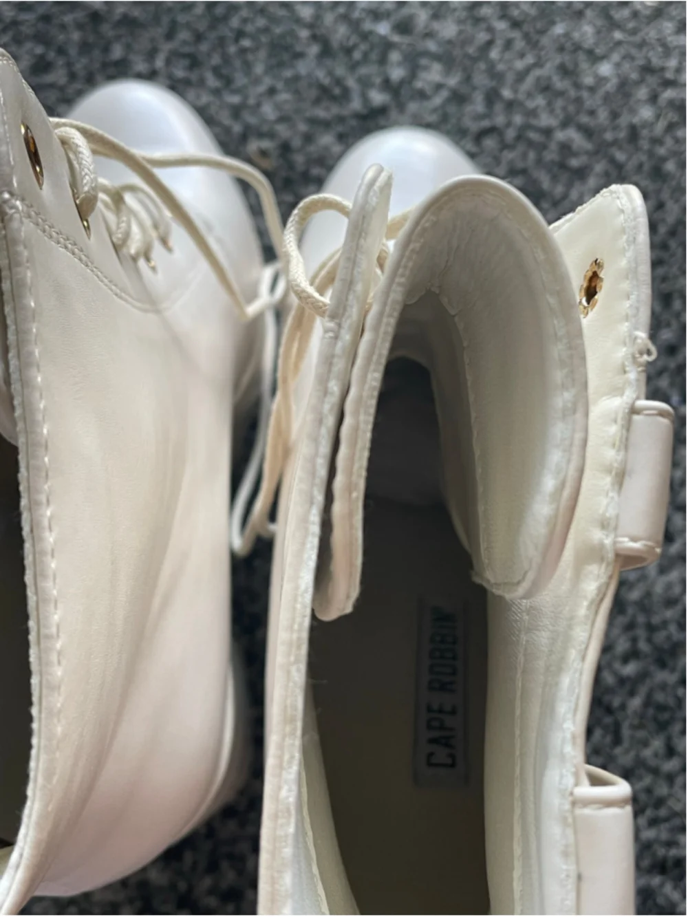 Women's White Platform Lace-Up Buckle Boots